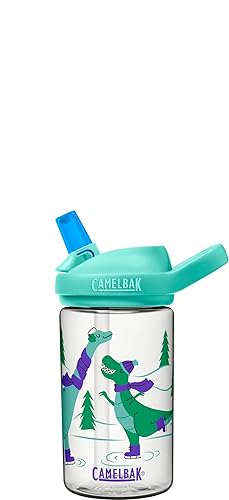 camelBak Eddy+ 14 oz Kids Water Bottle with Tritan Renew - Straw Top  Leak-Proof When closed  Ice Skating Dinos